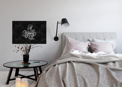 Krake Leinwandbild Schwarz Weiß 90x60 DD120360 Keilrahmenbild Wandbild Leinwand