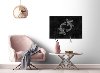 Yin & Yang Leinwandbild Schwarz Weiß 90x60 DD120361 Keilrahmenbild Wandbild