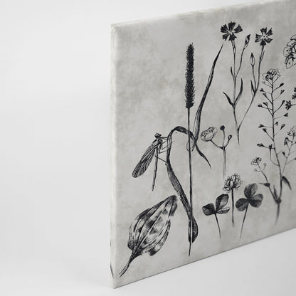 Leinwandbild Blumen Grau Schwarz 90x60 DD120363 Keilrahmen Wandbild Leinwand