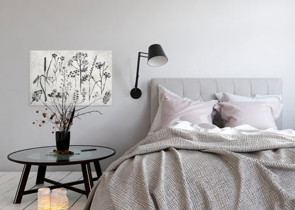 Leinwandbild Blumen Grau Schwarz 90x60 DD120363 Keilrahmen Wandbild Leinwand