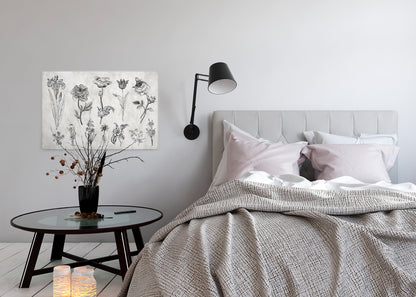 Leinwandbild Blumen Grau Schwarz 90x60 DD120364 Keilrahmen Wandbild Leinwand