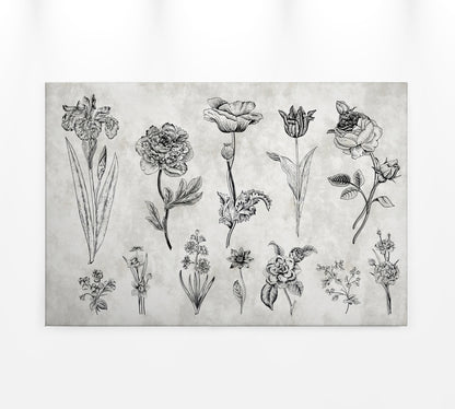 Leinwandbild Blumen Grau Schwarz 90x60 DD120364 Keilrahmen Wandbild Leinwand