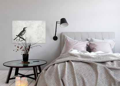 Leinwandbild Vogel Grau Schwarz 90x60 DD120366 Keilrahmenbild Wandbild Leinwand