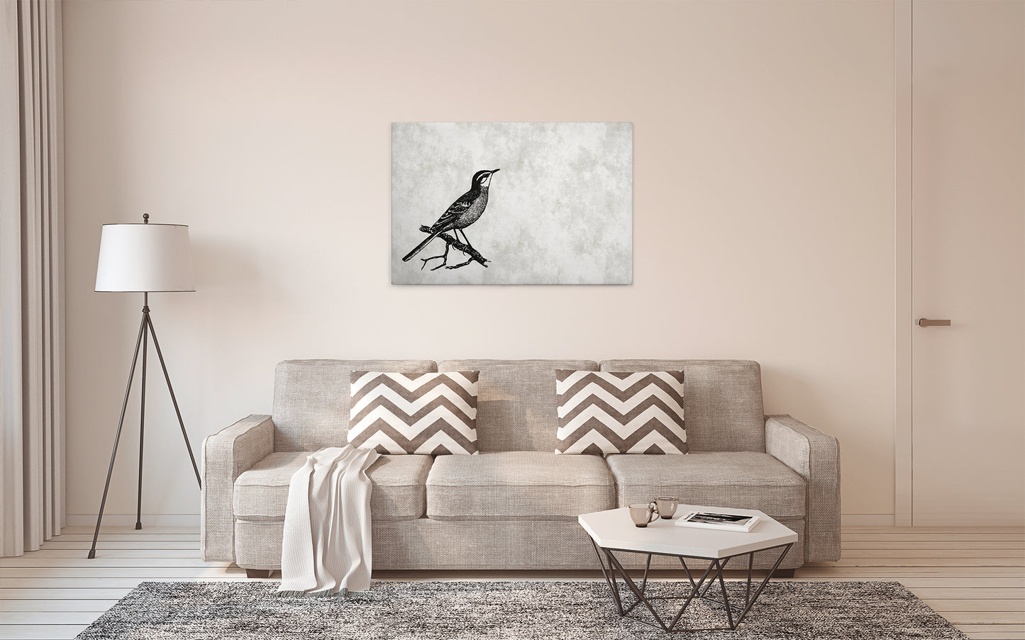 Leinwandbild Vogel Grau Schwarz 90x60 DD120366 Keilrahmenbild Wandbild Leinwand