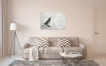 Leinwandbild Vogel Grau Schwarz 90x60 DD120366 Keilrahmenbild Wandbild Leinwand