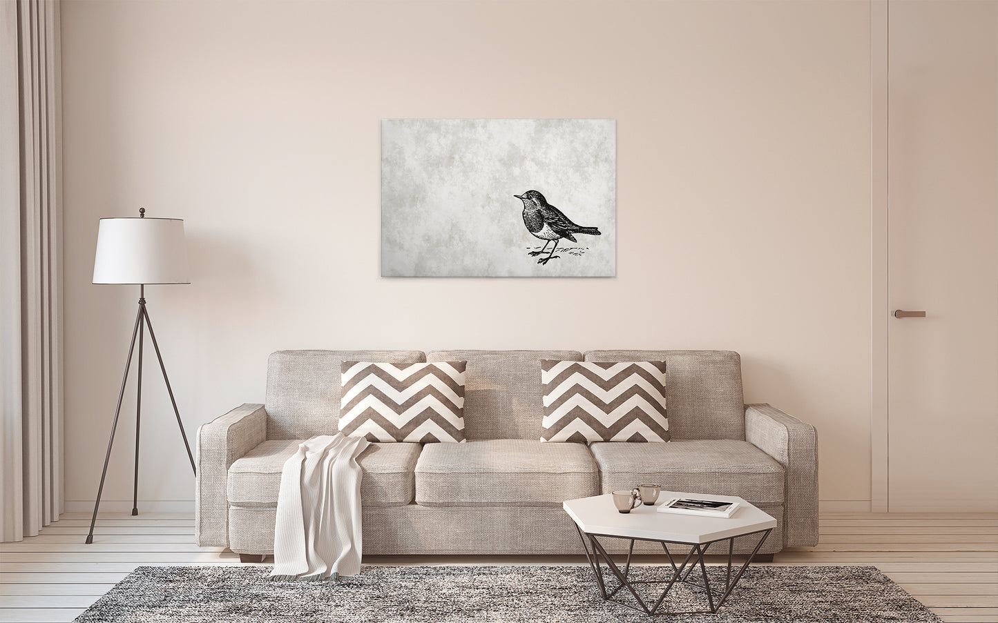Leinwandbild Vogel Grau Schhwarz 90x60 DD120367 Keilrahmenbild Wandbild Leinwand