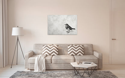 Leinwandbild Vogel Grau Schhwarz 90x60 DD120367 Keilrahmenbild Wandbild Leinwand