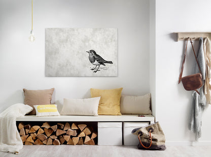 Leinwandbild Vogel Grau Schhwarz 90x60 DD120367 Keilrahmenbild Wandbild Leinwand