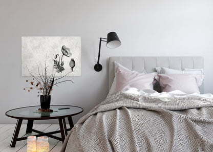 Leinwandbild Blume Grau Schwarz 90x60 DD120368 Keilrahmen Wandbild Leinwand