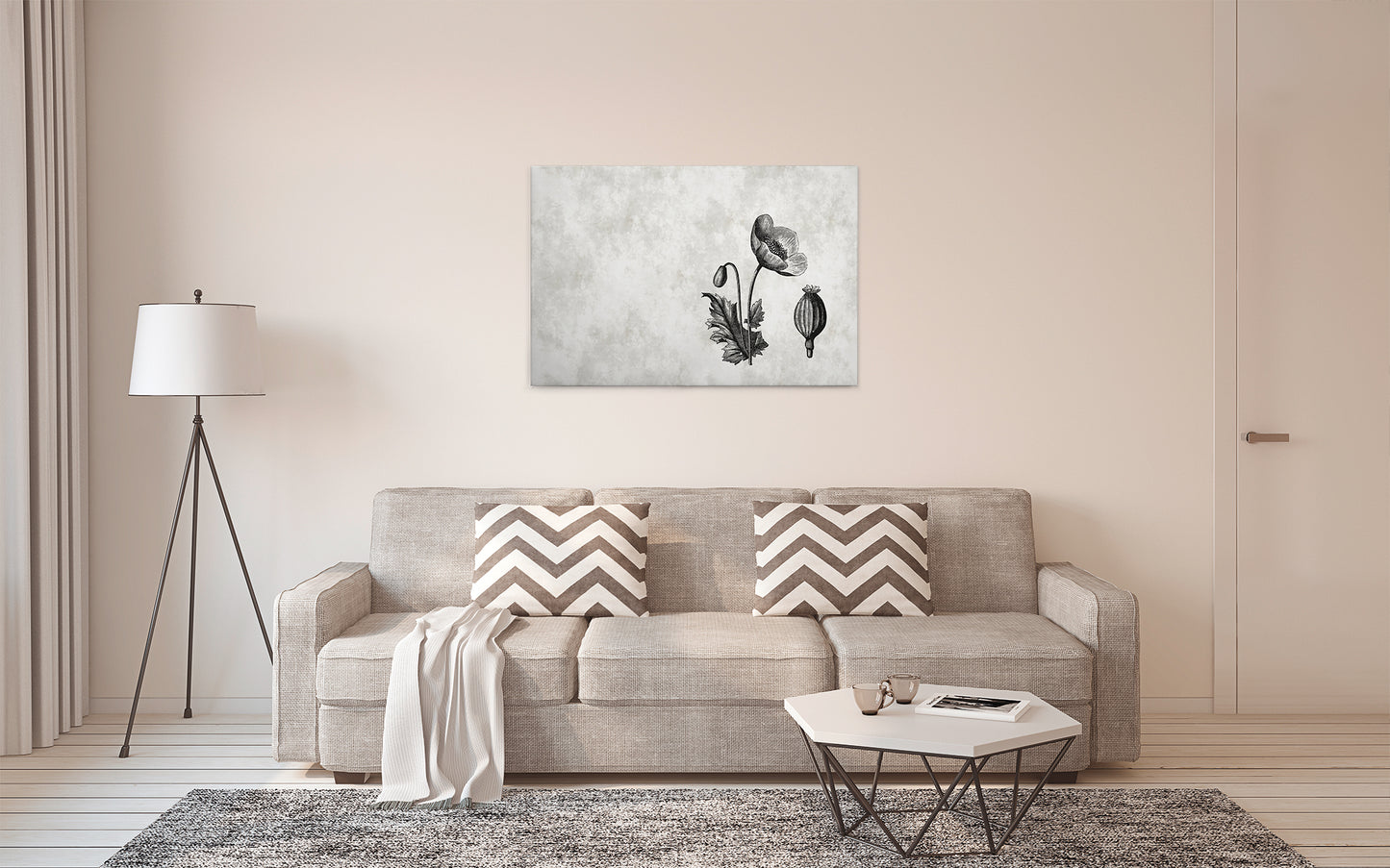 Leinwandbild Blume Grau Schwarz 90x60 DD120368 Keilrahmen Wandbild Leinwand