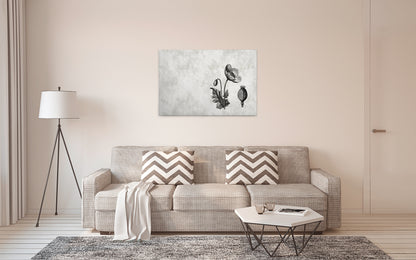 Leinwandbild Blume Grau Schwarz 90x60 DD120368 Keilrahmen Wandbild Leinwand