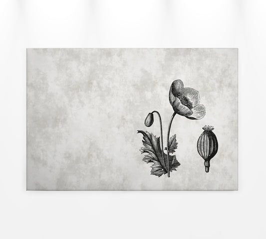Leinwandbild Blume Grau Schwarz 90x60 DD120368 Keilrahmen Wandbild Leinwand
