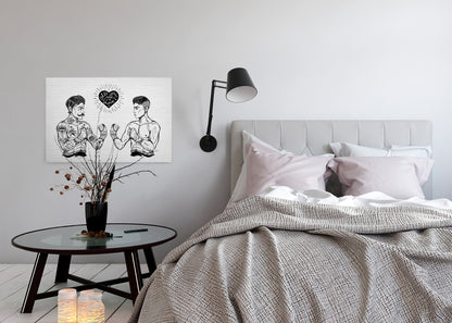 Leinwandbild Menschen Schwarz Weiß 90x60 DD120369 Keilrahmen Wandbild Leinwand