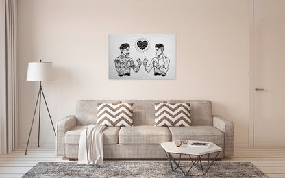 Leinwandbild Menschen Schwarz Weiß 90x60 DD120369 Keilrahmen Wandbild Leinwand