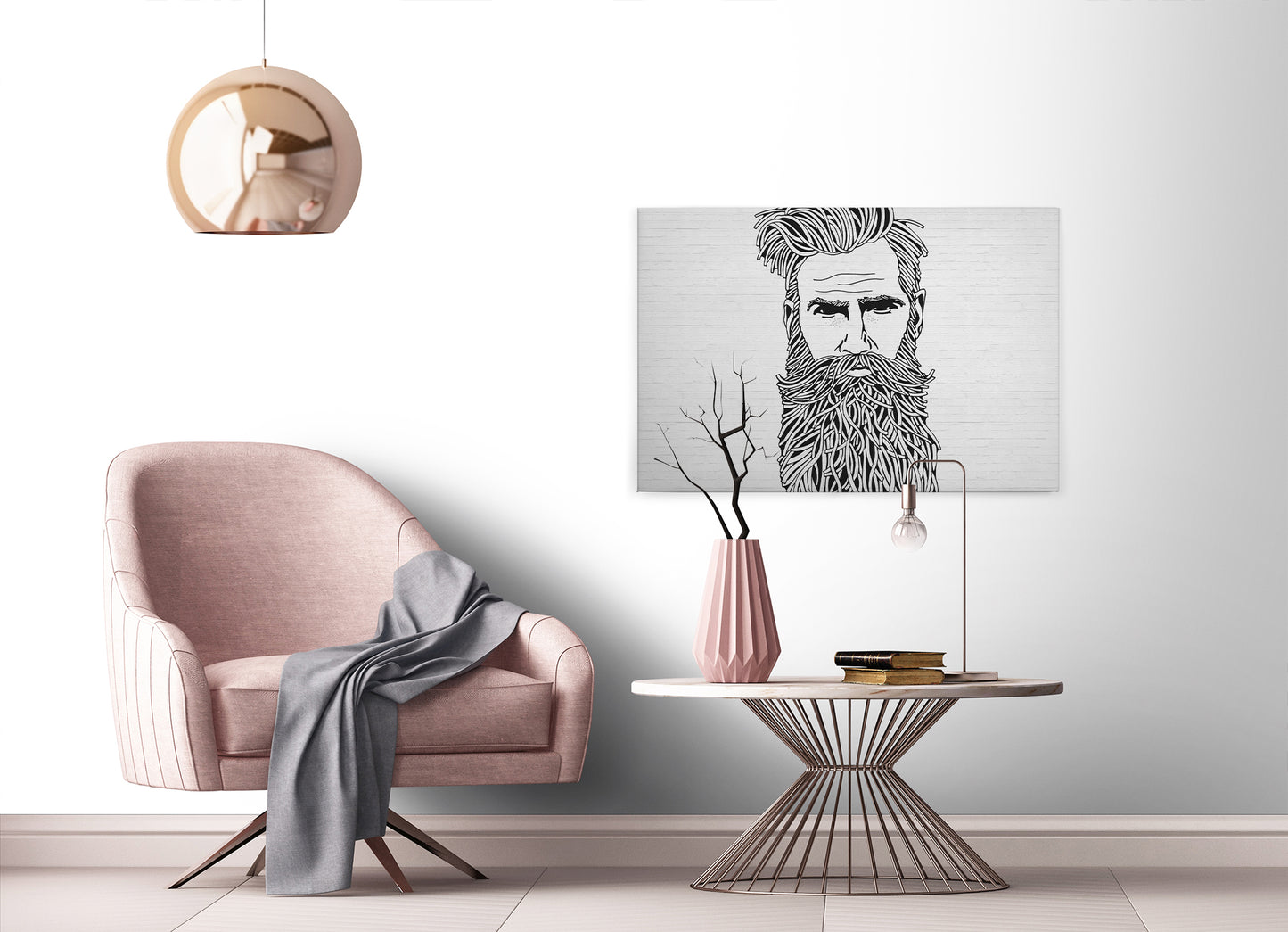 Leinwandbild Mann mit Bart Schwarz Weiß 90x60 DD120370 Wandbild Leinwand Modern