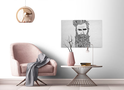 Leinwandbild Mann mit Bart Schwarz Weiß 90x60 DD120370 Wandbild Leinwand Modern