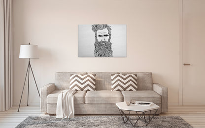 Leinwandbild Mann mit Bart Schwarz Weiß 90x60 DD120370 Wandbild Leinwand Modern