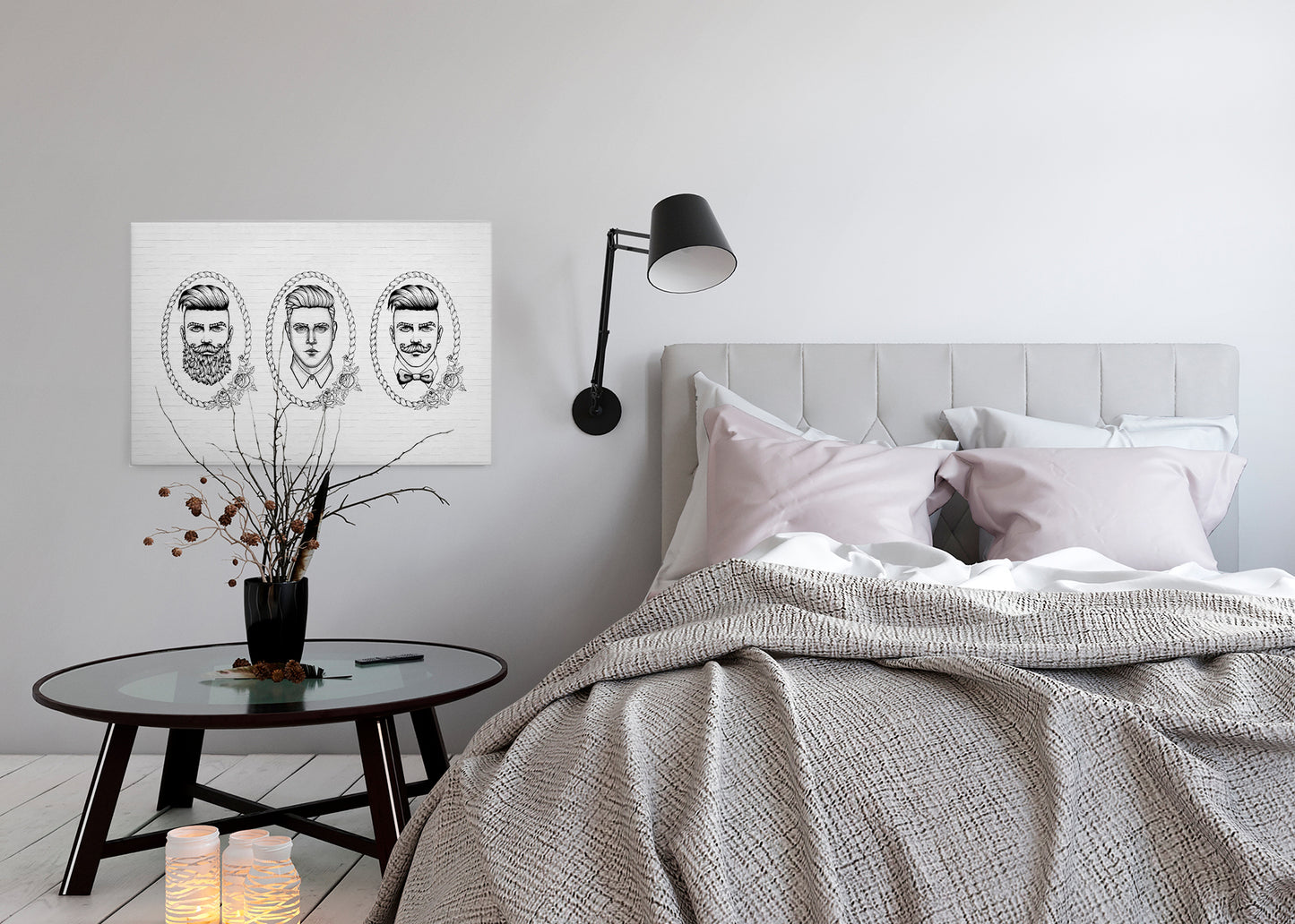 Leinwandbild Menschen Schwarz Weiß 90x60 DD120371 Keilrahmen Wandbild Leinwand