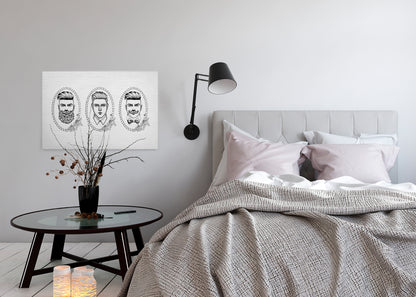 Leinwandbild Menschen Schwarz Weiß 90x60 DD120371 Keilrahmen Wandbild Leinwand