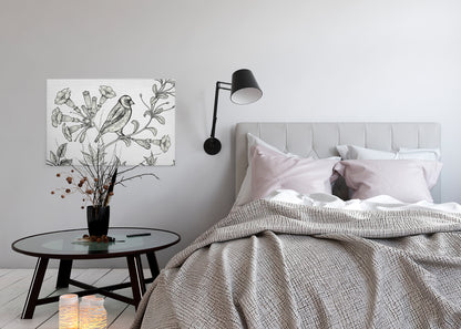 Leinwandbild Vogel Schwarz Weiß 90x60 DD120372 Keilrahmenbild Wandbild Leinwand