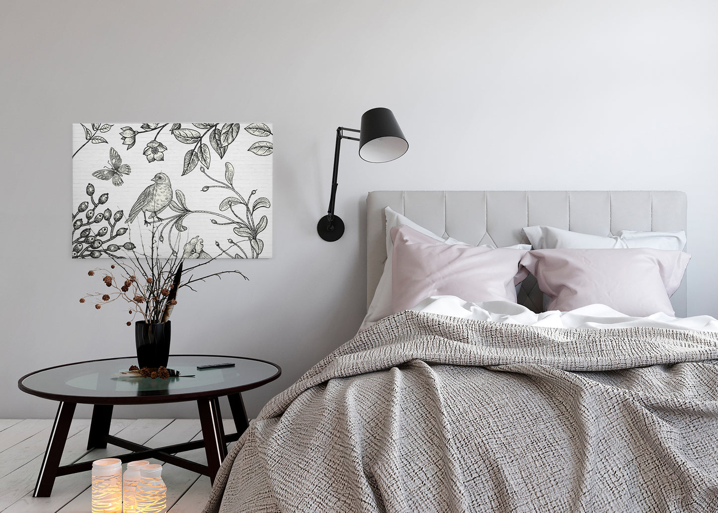 Leinwandbild Vogel Schwarz Weiß 90x60 DD120373 Keilrahmenbild Wandbild Leinwand