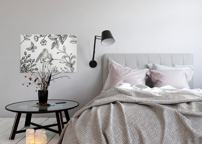 Leinwandbild Vogel Schwarz Weiß 90x60 DD120373 Keilrahmenbild Wandbild Leinwand