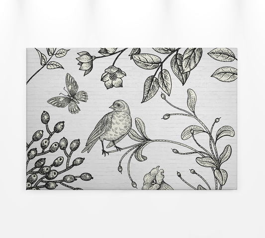 Leinwandbild Vogel Schwarz Weiß 90x60 DD120373 Keilrahmenbild Wandbild Leinwand