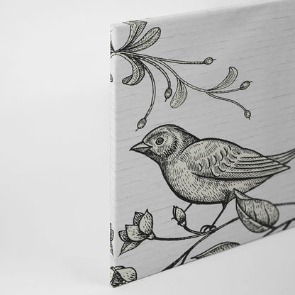 Vogel Leinwandbild Schwarz Weiß 90x60 DD120374 Keilrahmenbild Wandbild Leinwand