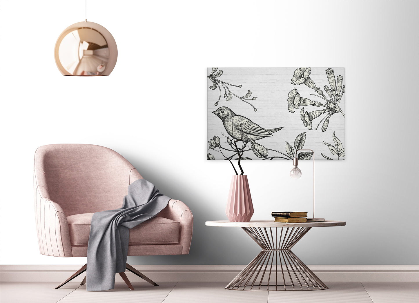 Vogel Leinwandbild Schwarz Weiß 90x60 DD120374 Keilrahmenbild Wandbild Leinwand