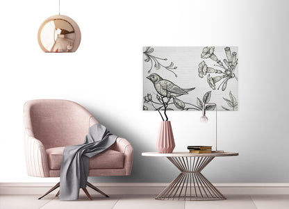 Vogel Leinwandbild Schwarz Weiß 90x60 DD120374 Keilrahmenbild Wandbild Leinwand