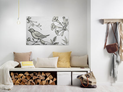 Vogel Leinwandbild Schwarz Weiß 90x60 DD120374 Keilrahmenbild Wandbild Leinwand