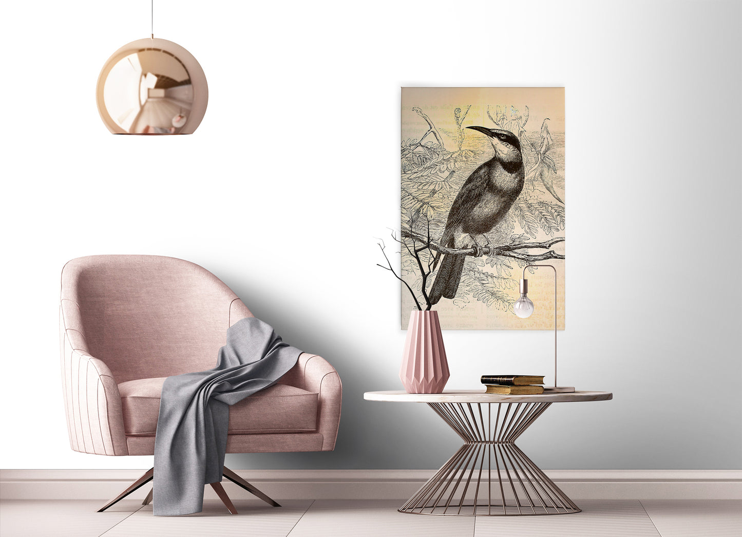 Vogel Leinwandbild Gelb Schwarz 60x90 DD120376 Keilrahmenbild Wandbild Leinwand