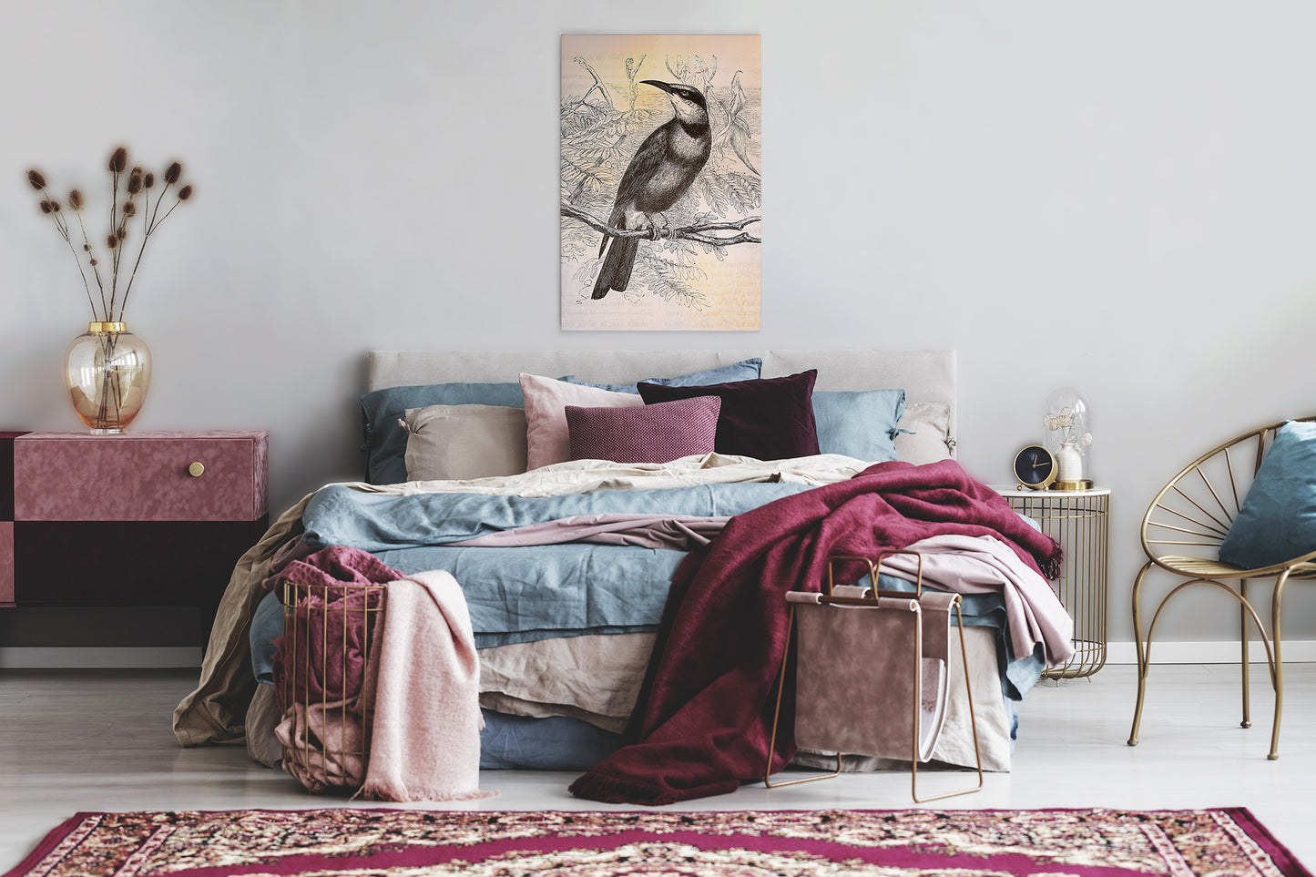 Vogel Leinwandbild Gelb Schwarz 60x90 DD120376 Keilrahmenbild Wandbild Leinwand