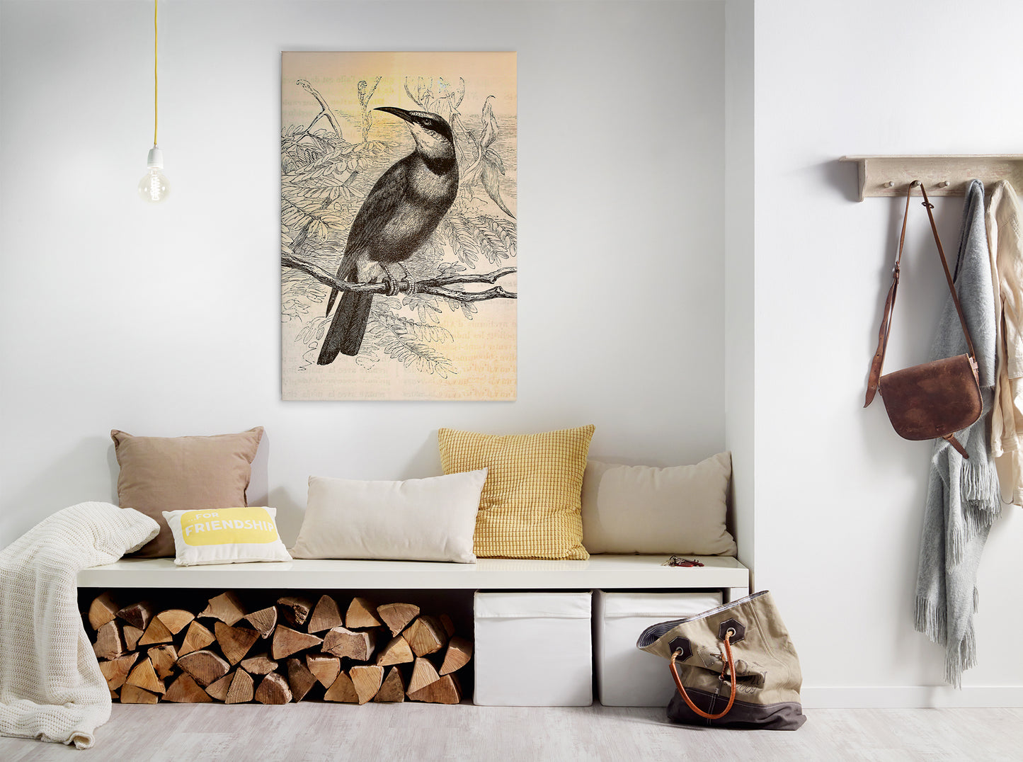 Vogel Leinwandbild Gelb Schwarz 60x90 DD120376 Keilrahmenbild Wandbild Leinwand