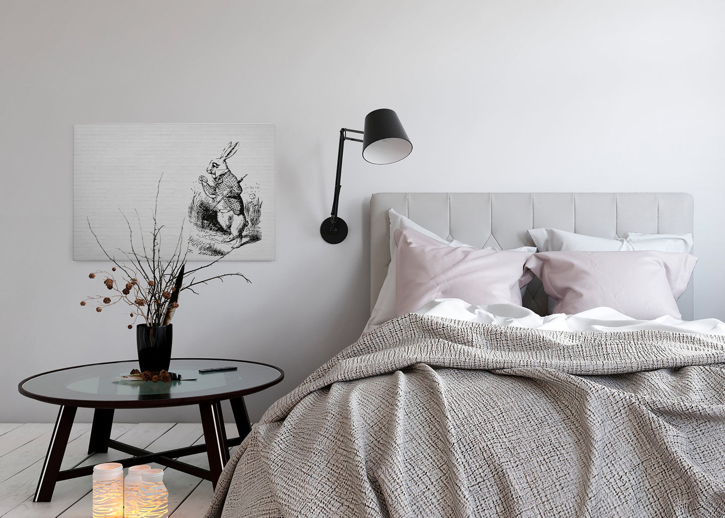 Leinwandbild Hase Schwarz Weiß 90x60 DD120377 Wandbild Leinwand Tier Wohnzimmer