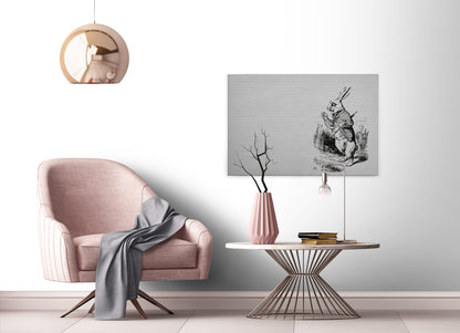 Leinwandbild Hase Schwarz Weiß 90x60 DD120377 Wandbild Leinwand Tier Wohnzimmer