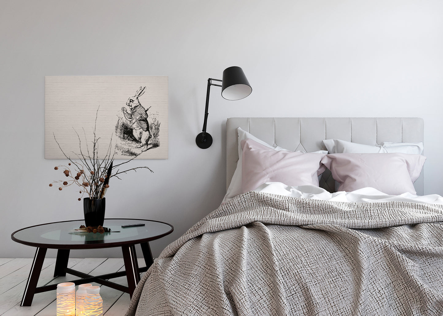 Hase Leinwandbild Schwar Beige 90x60 DD120378 Wandbild Leinwand Tier Wohnzimmer