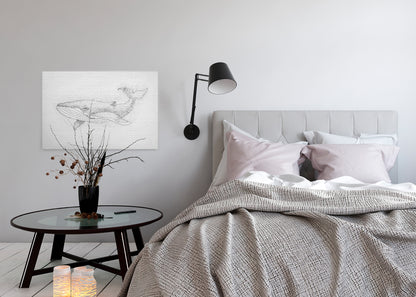 Leinwandbild Wal Weiß Grau 90x60 DD120379 Keilrahmenbild Wandbild Leinwand