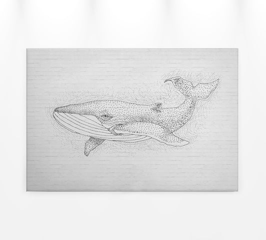 Leinwandbild Wal Weiß Grau 90x60 DD120379 Keilrahmenbild Wandbild Leinwand