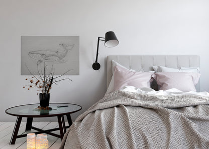 Leinwandbild Wal Grau Schwarz 90x60 DD120380 Keilrahmenbild Wandbild Leinwand