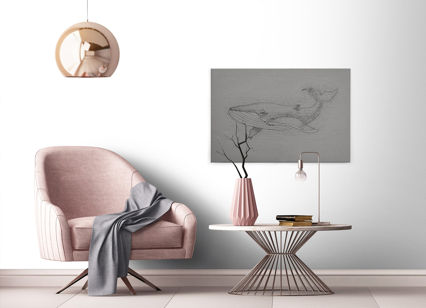 Leinwandbild Wal Grau Schwarz 90x60 DD120380 Keilrahmenbild Wandbild Leinwand