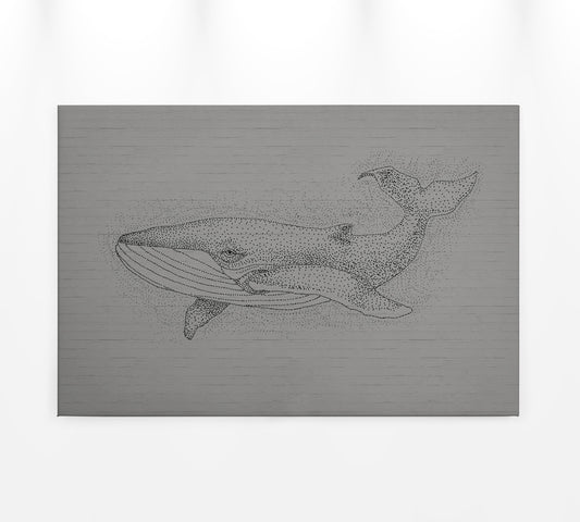 Leinwandbild Wal Grau Schwarz 90x60 DD120380 Keilrahmenbild Wandbild Leinwand