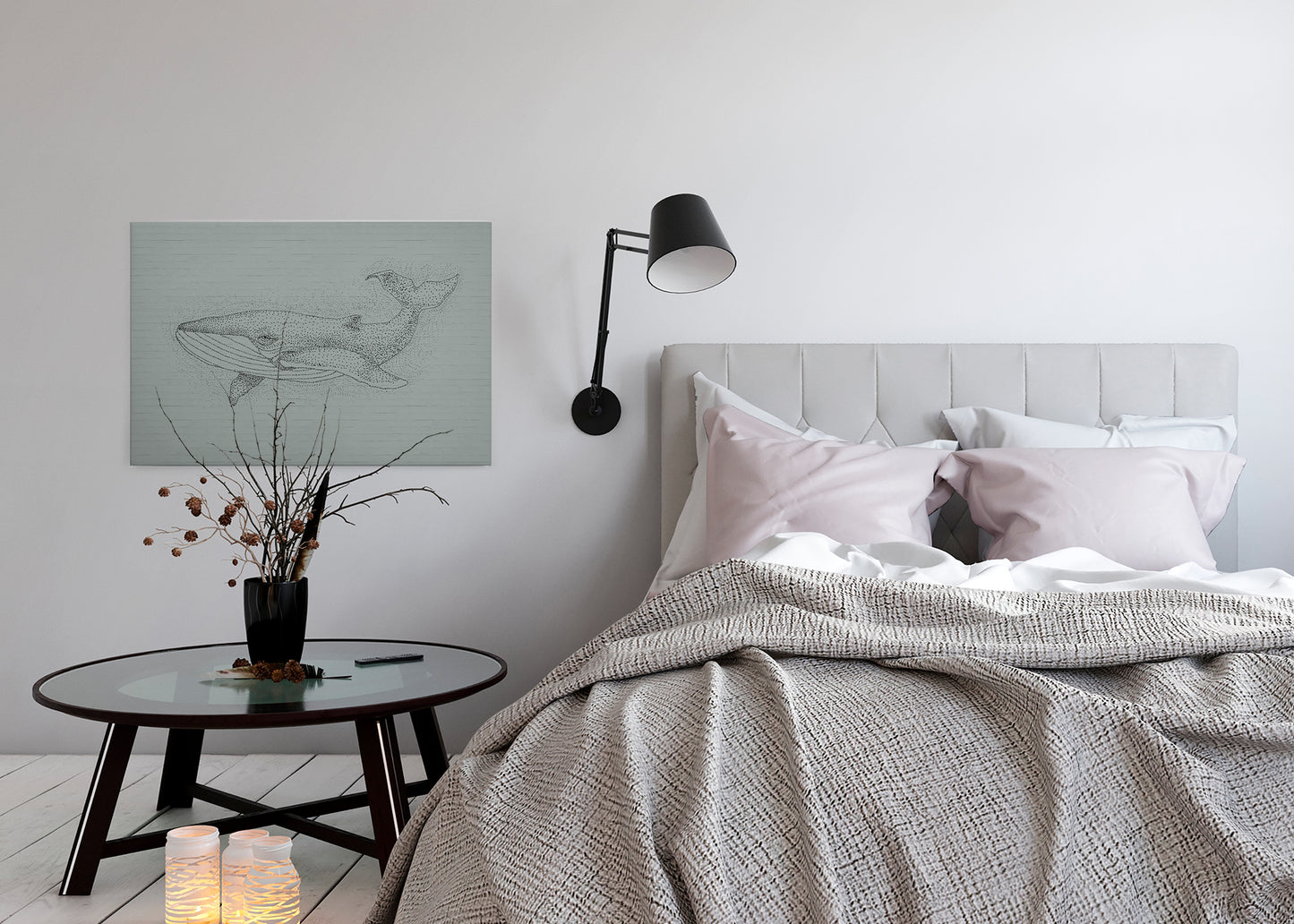 Wal Leinwandbild Grau Schwarz 90x60 DD120381 Keilrahmenbild Wandbild Leinwand
