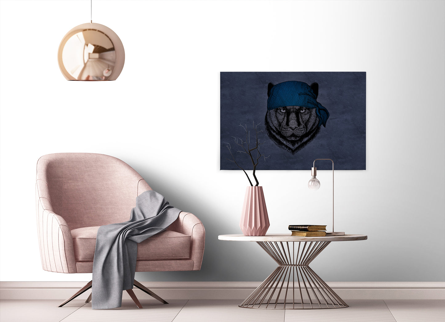 Leinwandbild Panther Lila Blau 90x60 DD120382 Keilrahmen Wandbild Leinwand