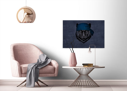 Leinwandbild Panther Lila Blau 90x60 DD120382 Keilrahmen Wandbild Leinwand
