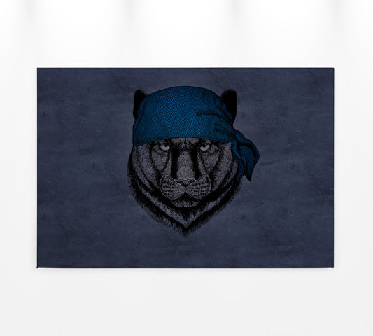 Leinwandbild Panther Lila Blau 90x60 DD120382 Keilrahmen Wandbild Leinwand
