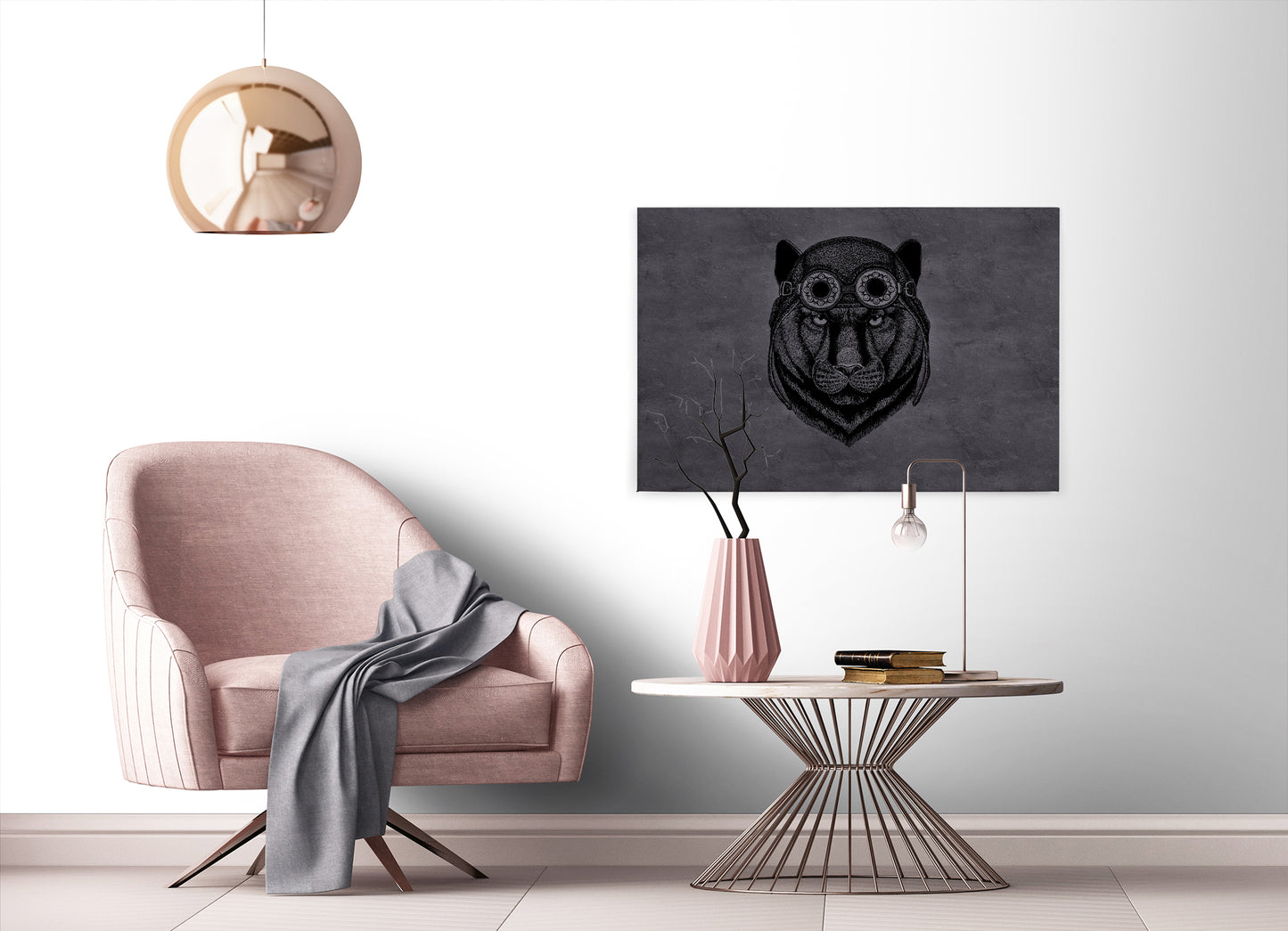 Leinwandbild Panther Grau Schwarz 90x60 DD120383 Keilrahmen Wandbild Leinwand