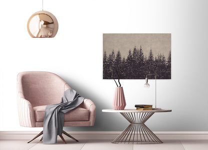 Leinwandbild Wald Beige Schwarz 90x60 DD120384 Keilrahmenbild Wandbild Leinwand