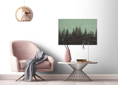 Leinwandbild Wald Grün Schwarz 90x60 DD120385 Keilrahmenbild Wandbild Leinwand