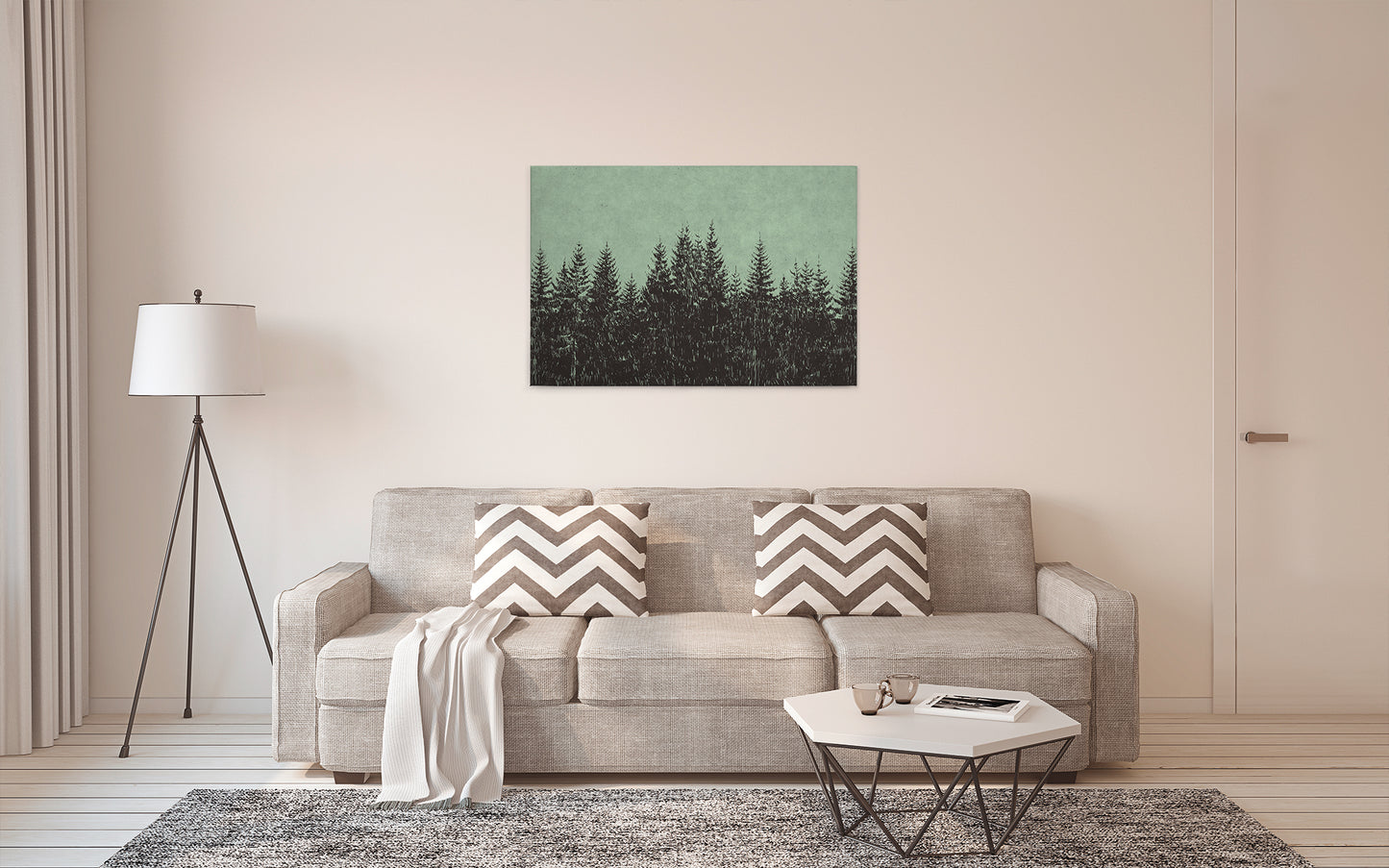 Leinwandbild Wald Grün Schwarz 90x60 DD120385 Keilrahmenbild Wandbild Leinwand